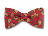 Jingle Bells on Red. Christmas Bow Tie.