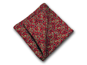 Paisley pure silk pocket square. Paisley on red. Paisley on navy blue
