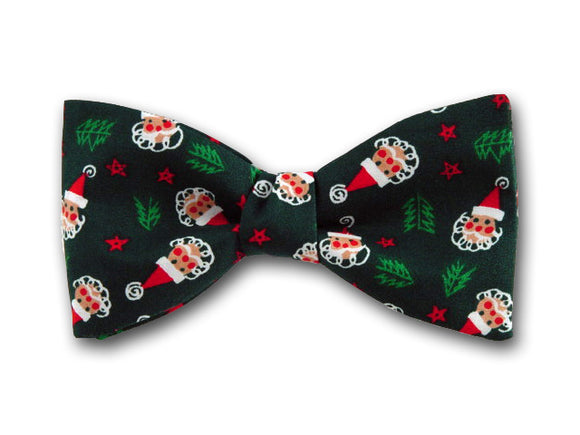 Santa on Green Bow Tie. Christmas Bow Tie. Holiday bow tie.