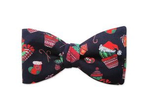 Southwest Christmas navy bow tie. Rd, green and white on navy bowtie.