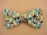 Green , gold and orange heliconia flower bow tie.
