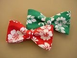 Bow Tie "Hibiscus" - White Hibiscus on Green - Hawaiian Men's  Accessory - Made in USA