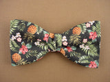 Bow Tie with Pineapple, Plumeria, Hibiscus pattern.