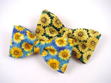 Bow Tie "Sunflower" on Blue - Flower Bowtie - Hand Made in USA