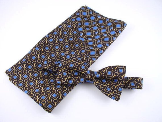 Luxury Men's Gift Set of Bow Tie and Pocket Square.