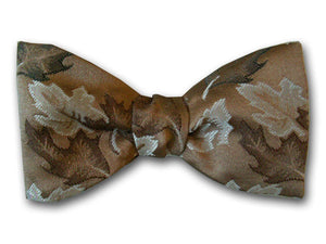 Bow Tie "October" - Woven Silk Bow Tie - Brown Pre-Tied Bowtie - Hand Made in USA