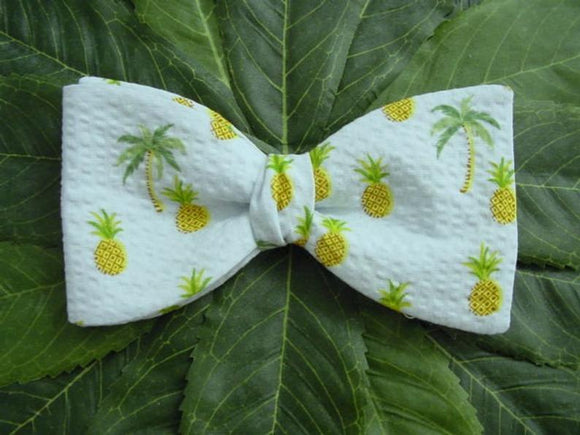 Palm tree and pineapple kids bow tie.